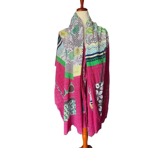 Inoui Tooch Scarf Sarong Beach Wrap Dress Shoes Bag Pink Green - Picture 5 of 7